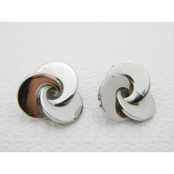 Vintage MARINO Silver Tone Clip Earrings - Picture 2 of 4